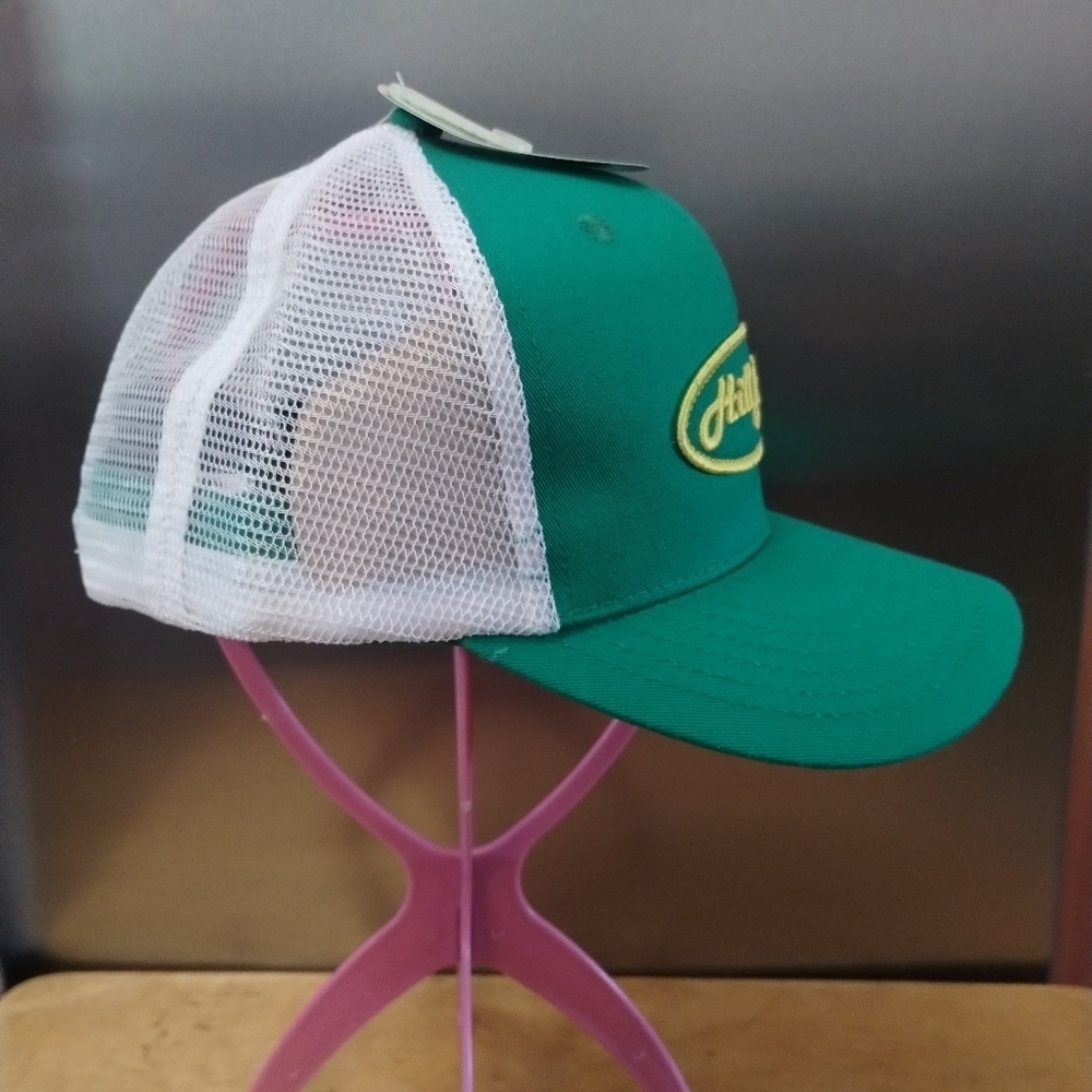 Hill Billy Trucker Hat Green & White Mesh Snapback Cap Retro Country Style NWT - Picture 2 of 3